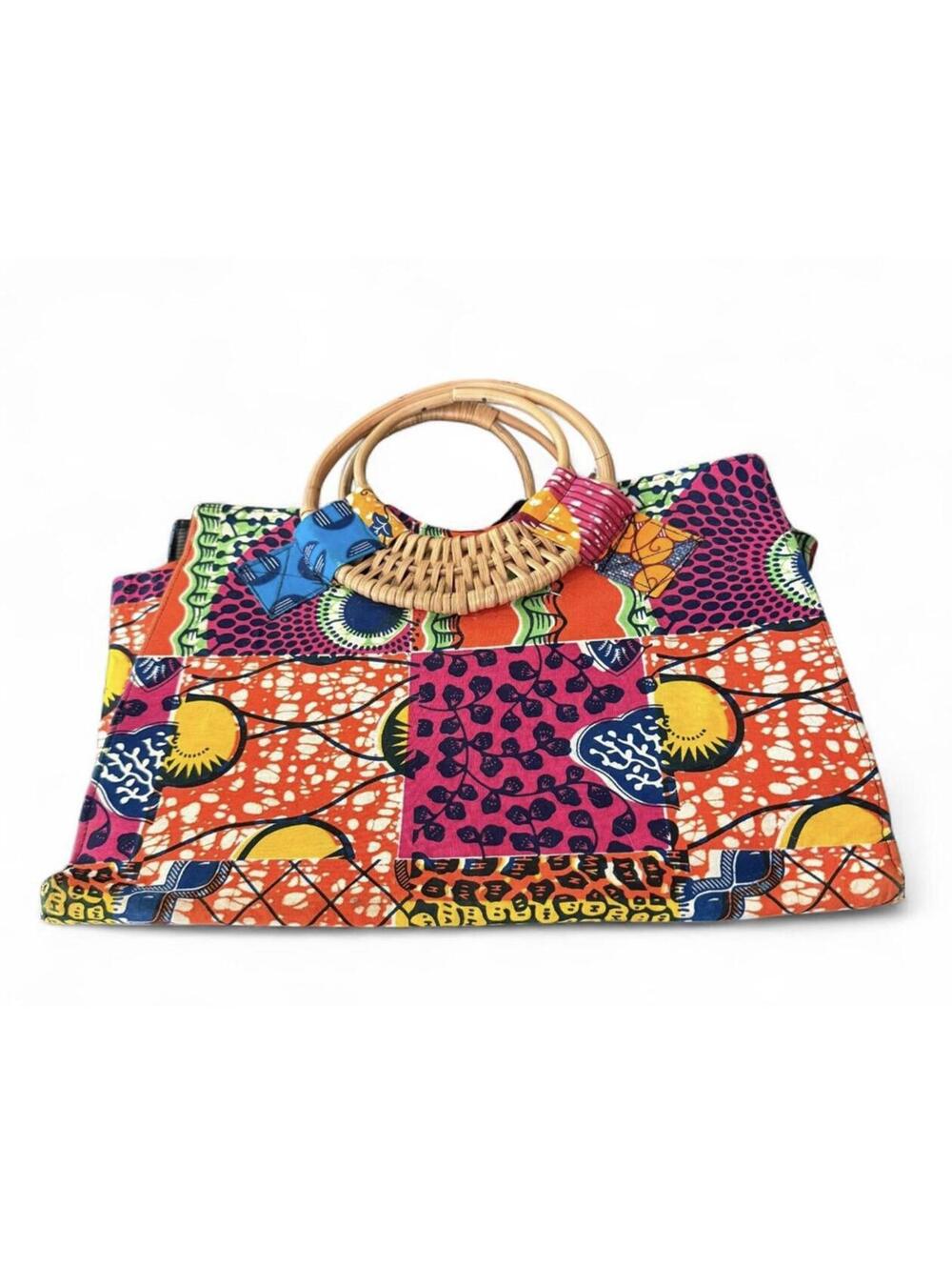 African Print Handbag Tote Large 16x12x6